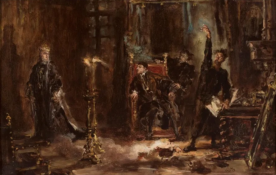 Twardowski Conjuring the Spirit of Barbara for Sigismund Augustus, Sketch