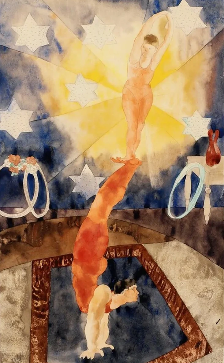 Two Acrobats in Red Tights