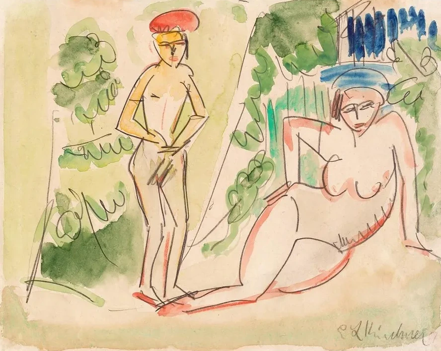 Two Bathers near the Woods