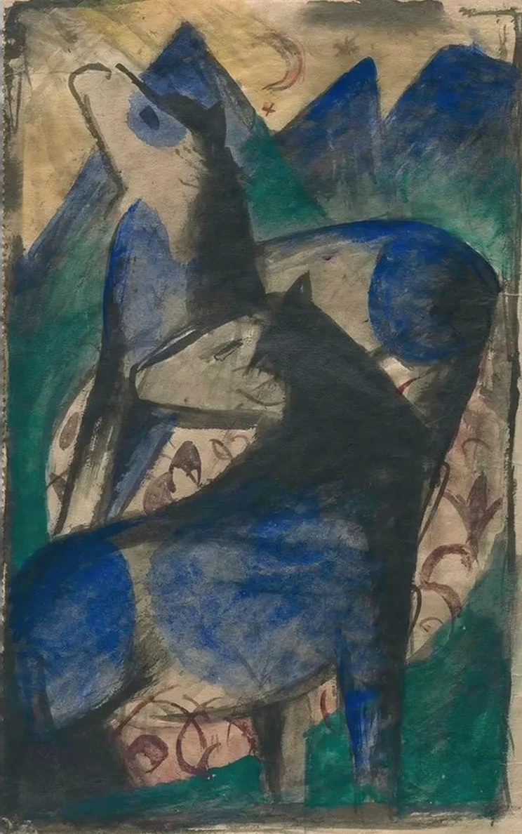 Two Blue Horses