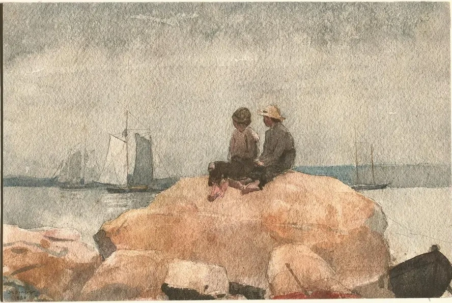 Two Boys Watching Schooners
