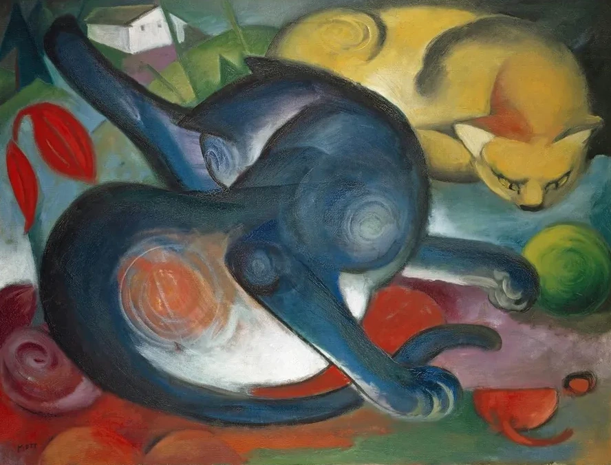 Two Cats, Blue and Yellow