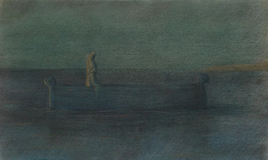 Two Cloaked Figures in a Boat