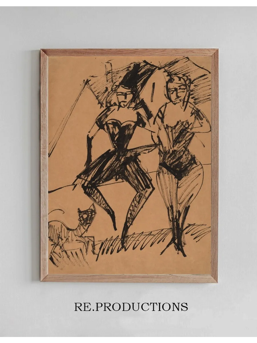 Two Dancers with a Cat