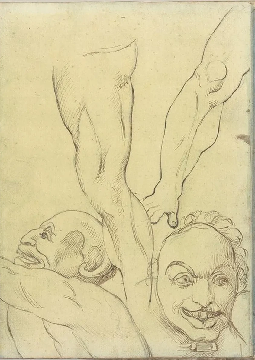 Two Demons and Two Legs, Probably After Michelangelo