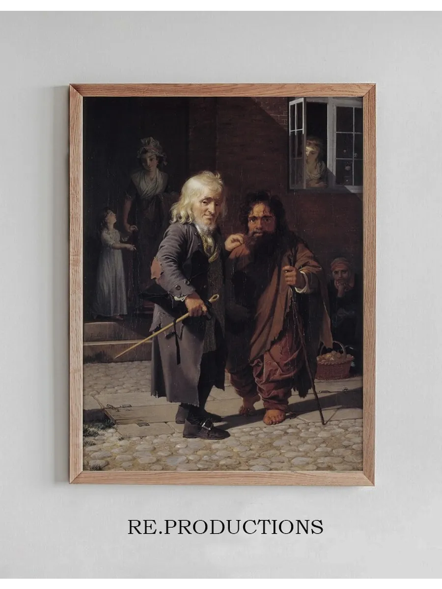 Two Dwarfs Obligeert, a Jewish Pigtail - Ribbon Vendor, Beside the Roman Dwarf Bajocco in One of the Streets of