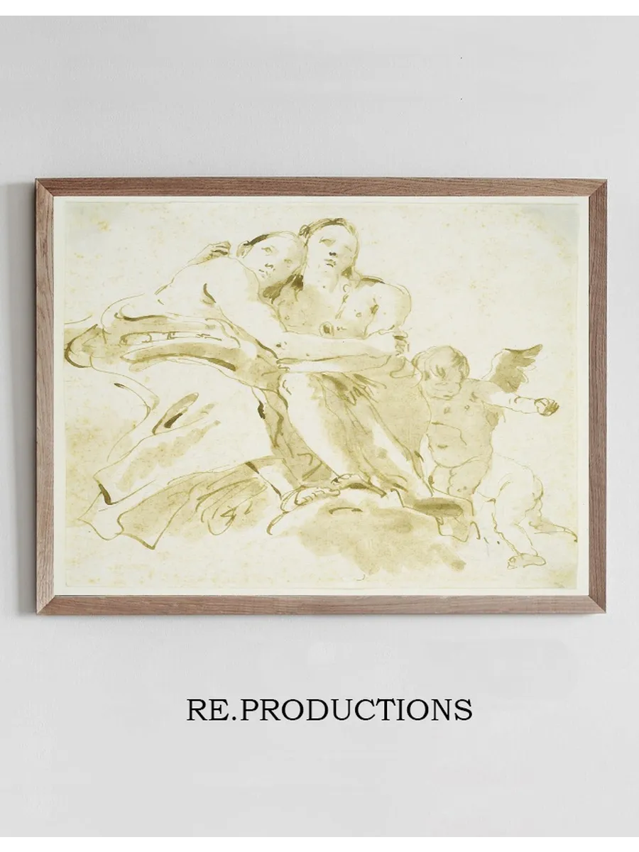 Two Female Figures and Two Putti on Clouds