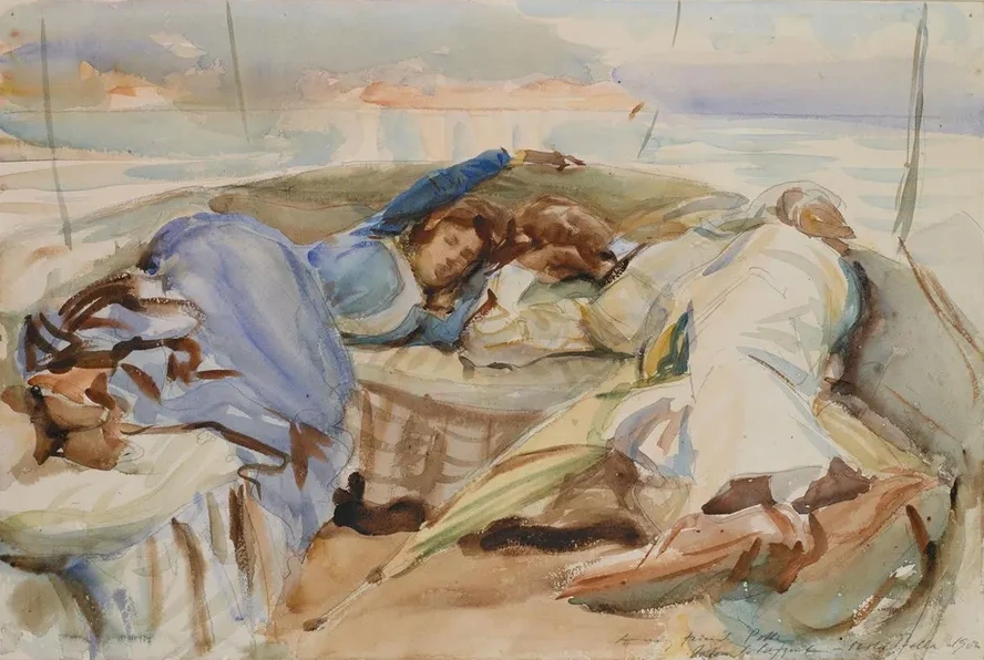 Two Figures in a Boat, Isola Bella, Italy
