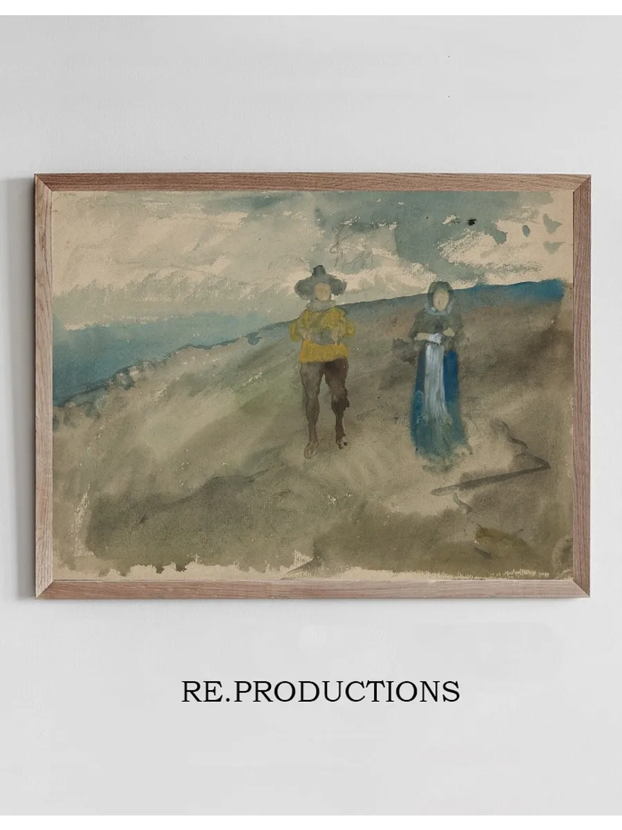 Two Figures in a Landscape Study of Man's Head (Self - portrait)