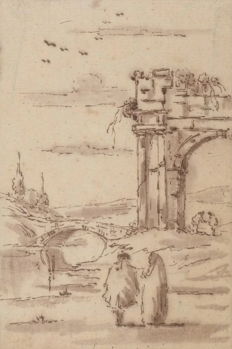 Two Figures in a Landscape withRuins