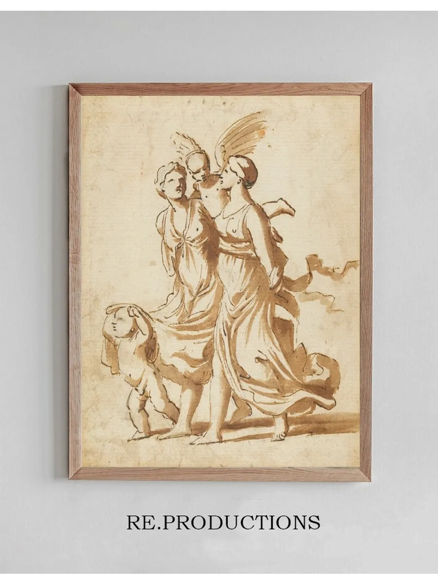 Two Girls Accompanied by Cupid