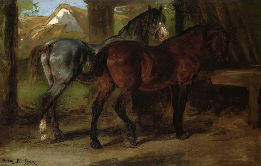 Two Horses In A Stable