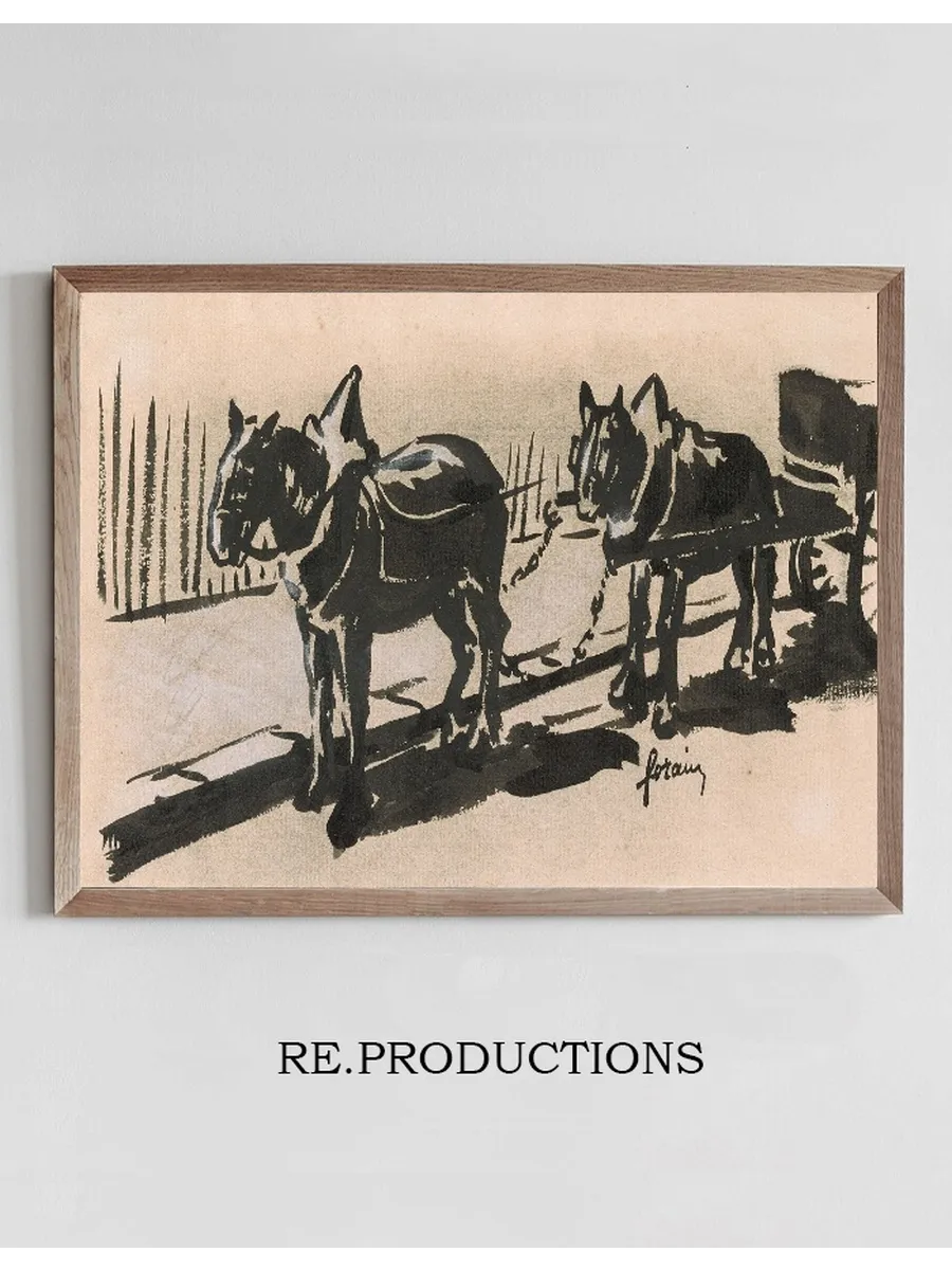 Two Horses Pulling a Cart