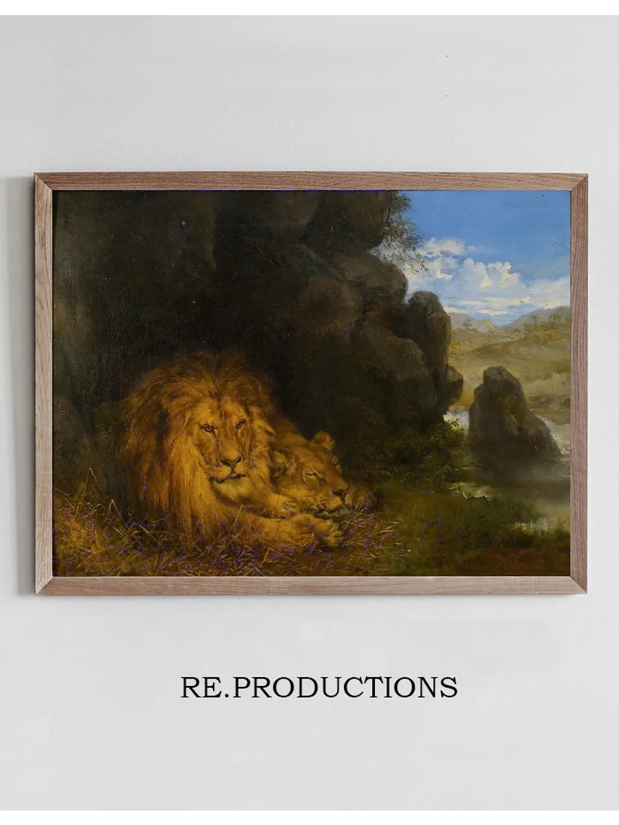 Two Lions In A Cave