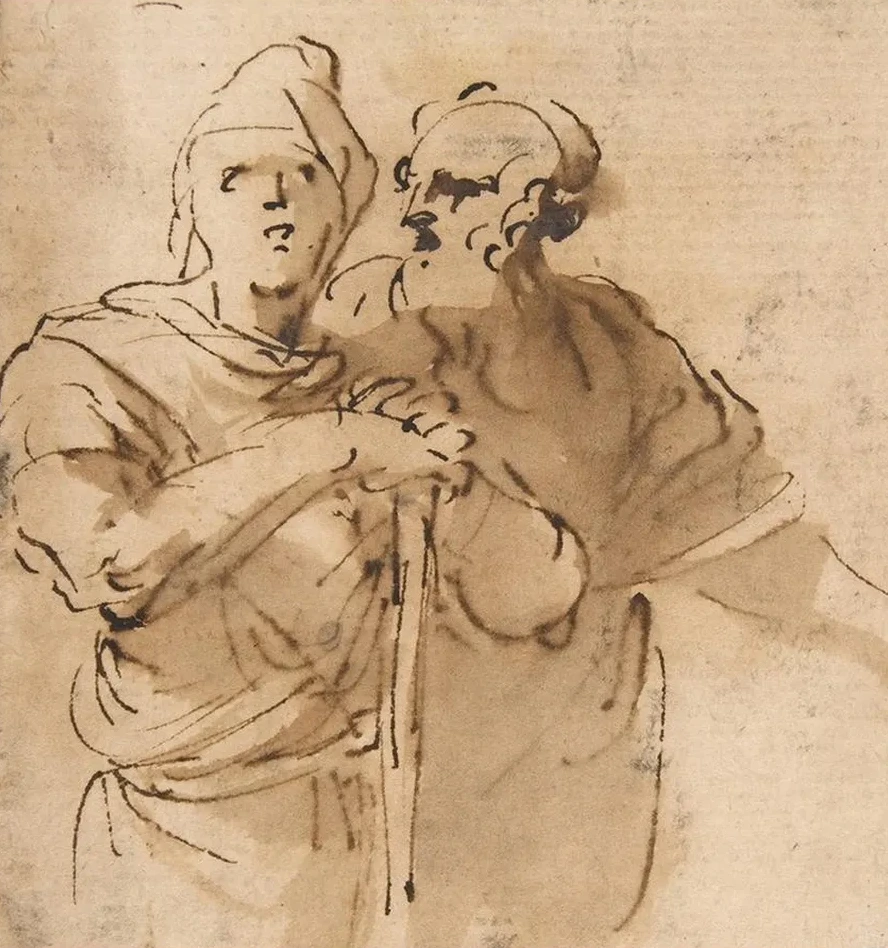 Two Men Seen Three - Quarter Length