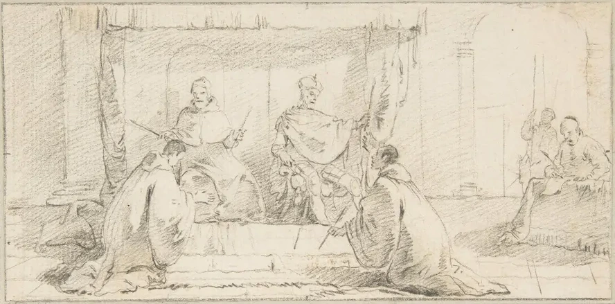 Two Monks Kneeling before a Doge and an Emperor (Doge Ziani and Emperor Barbarossa)