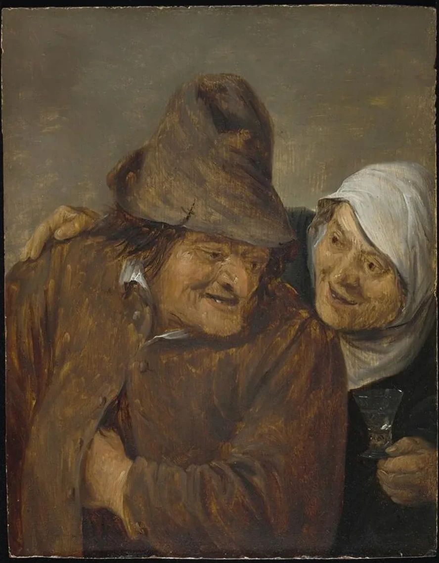 Two Peasants with a Glass of Wine