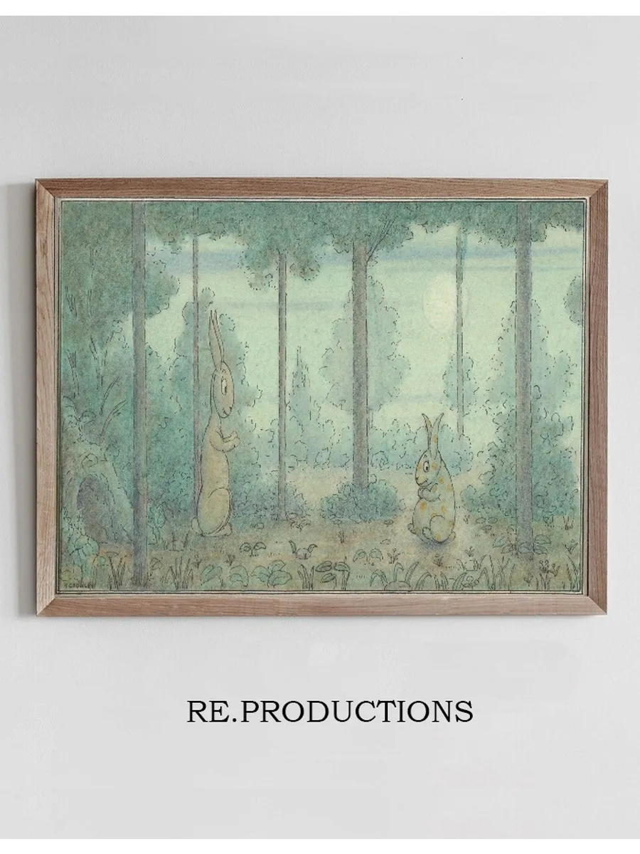 Two Rabbits in a Wood