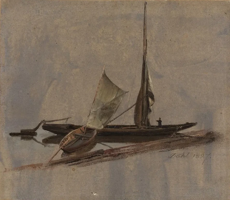 Two Sailing - Boats at the Elbe