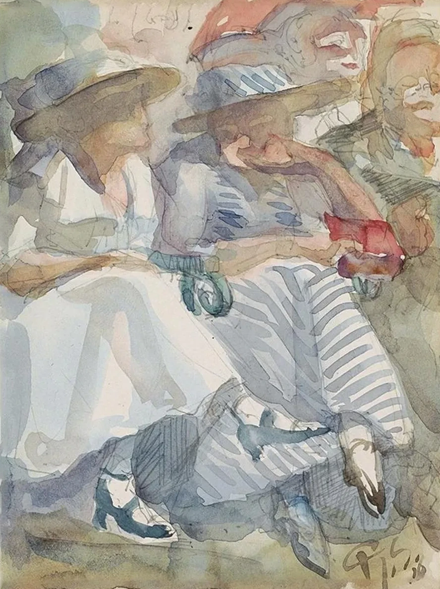 Two Seated Women in the Front Row in an Audience