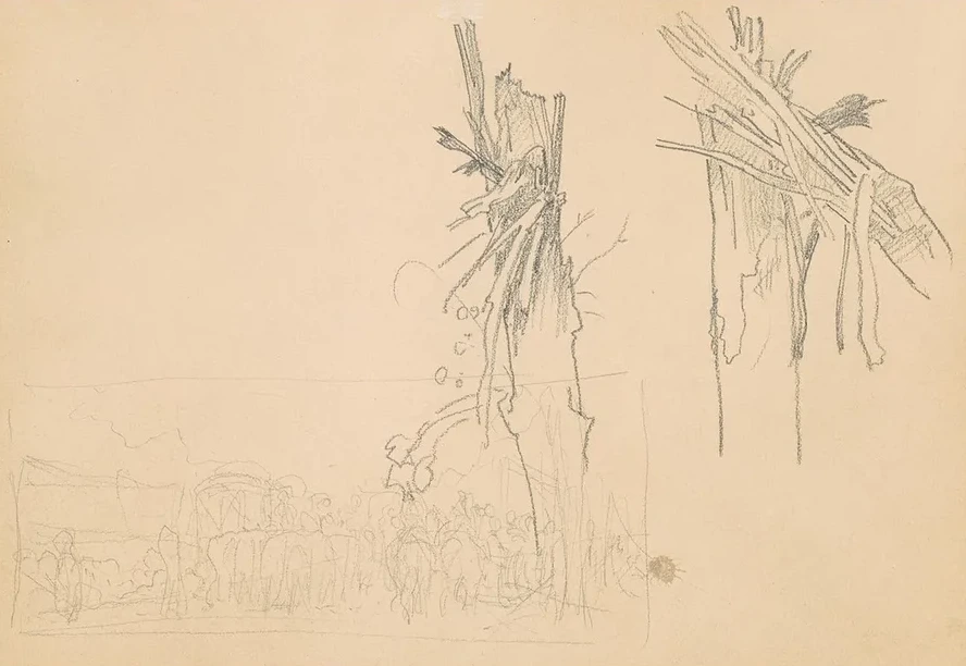Two Shattered Trees and Study for The Road