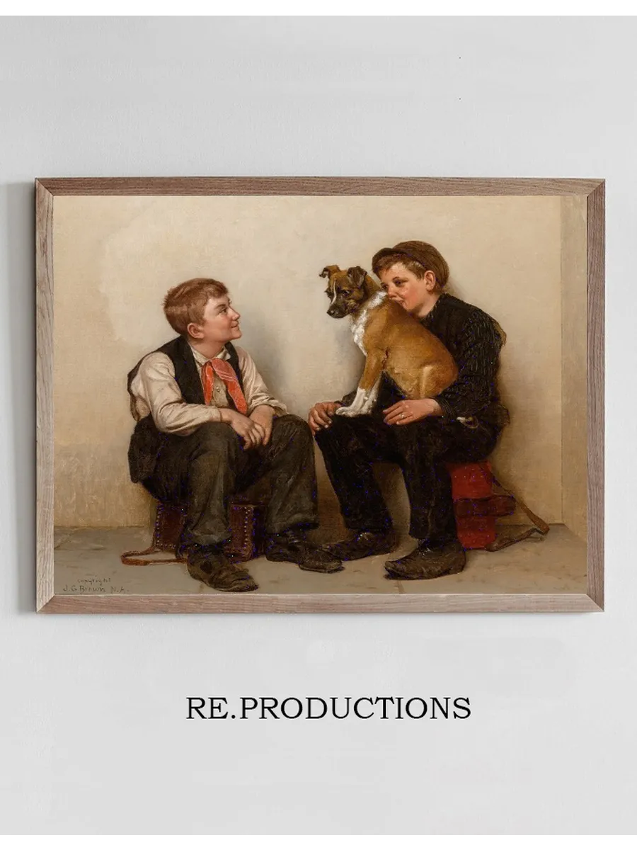 Two Shoeshine Boys with a Dog