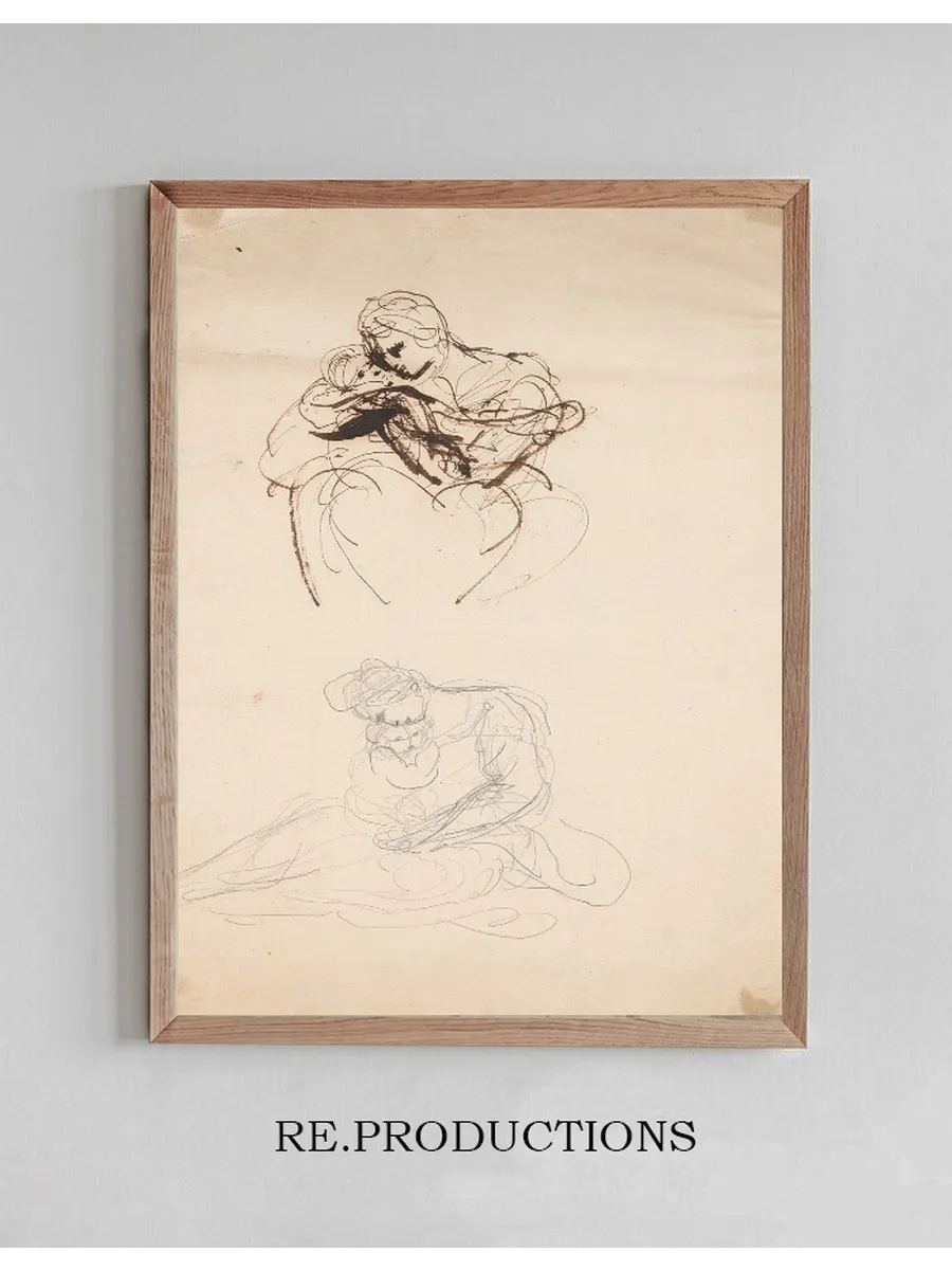 Two Sketches of a Woman and Infant