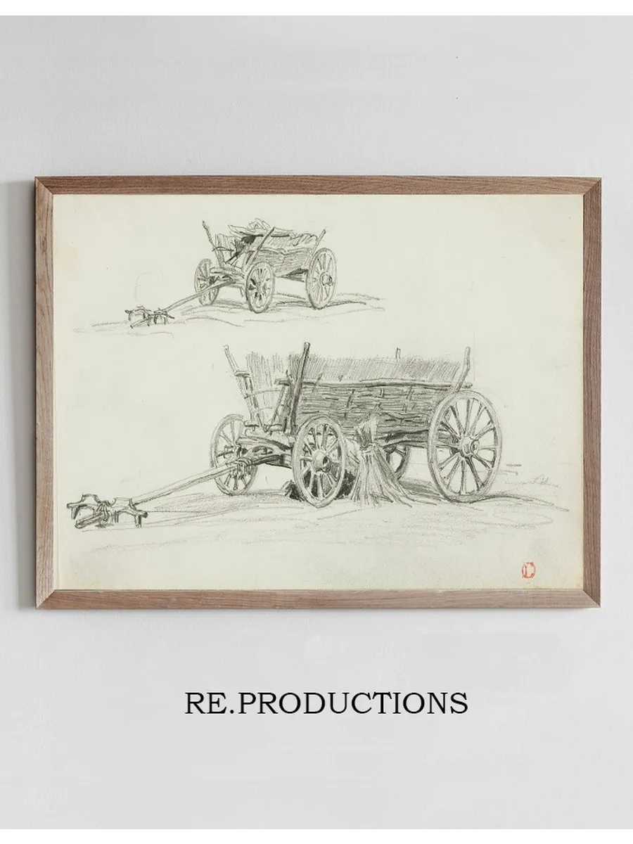 Two Sketches of an Ox Cart