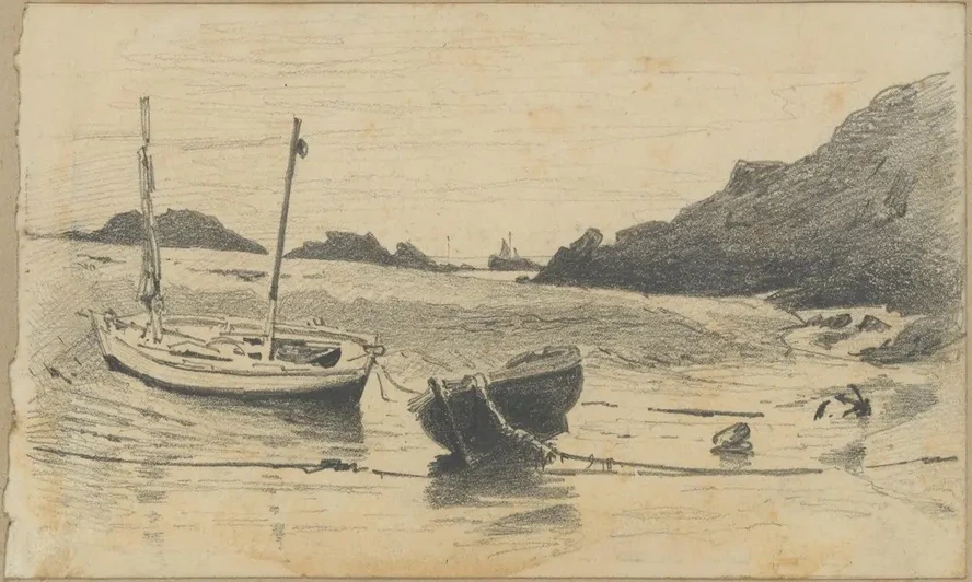 Two Small Boats Moored to Beach