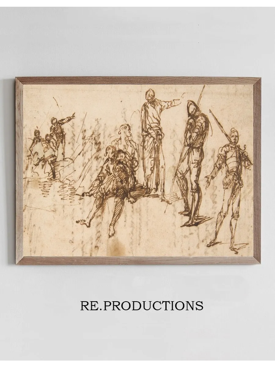 Two Standing Soldiers and Six other Figures
