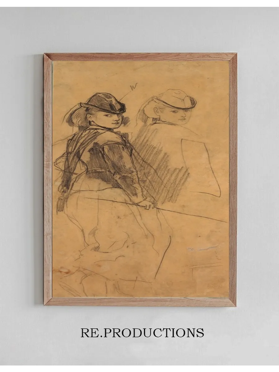 Two Studies of a Young Girl Looking Over Her Shoulder