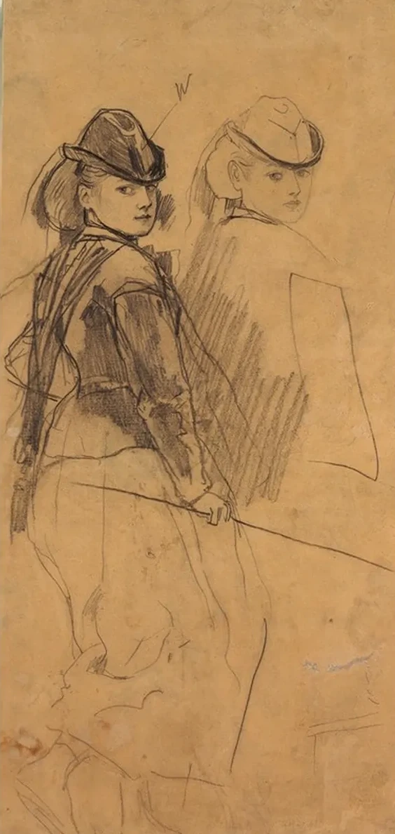 Two Studies of a Young Girl Looking Over Her Shoulder