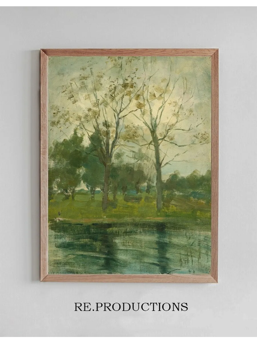Two Trees Silhouetted Behind A Water Course