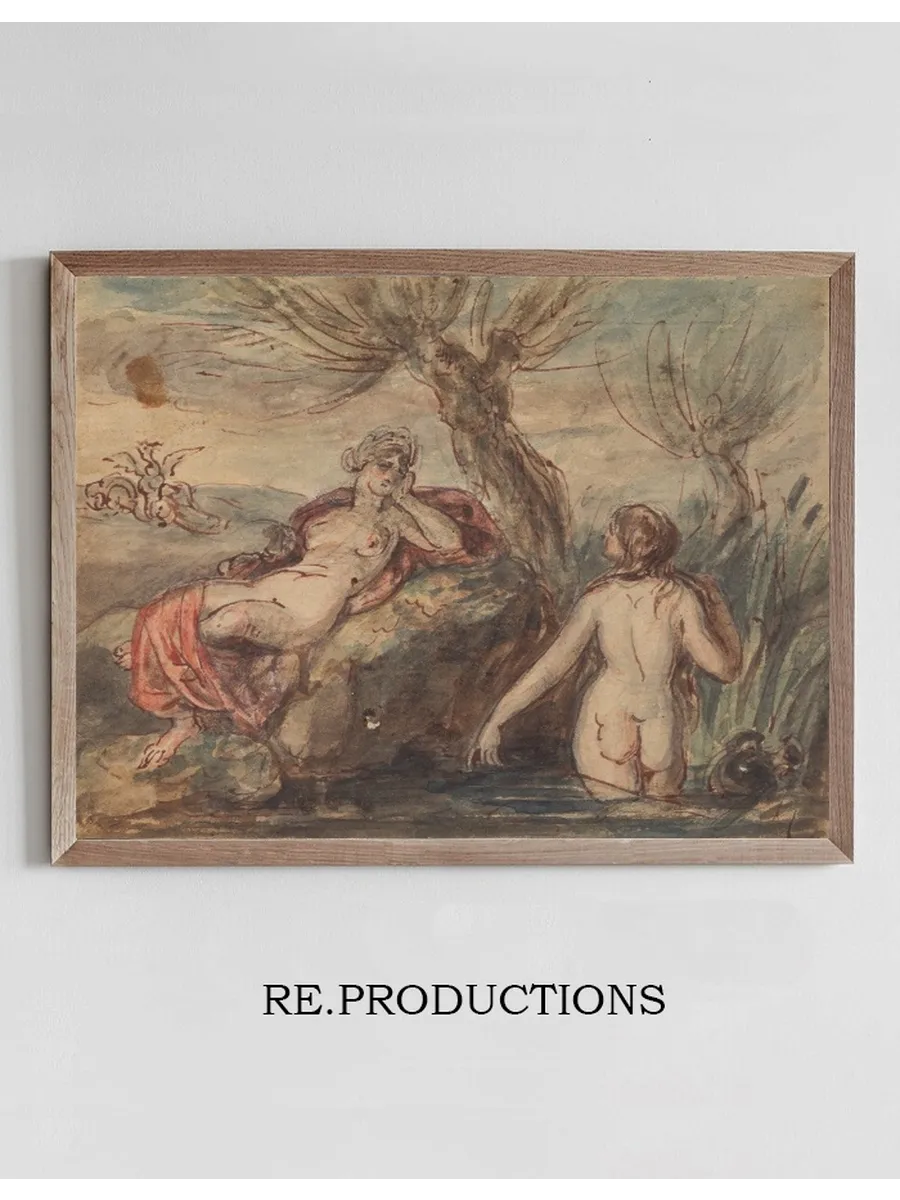 Two Women Enjoying Their Time by a Stream