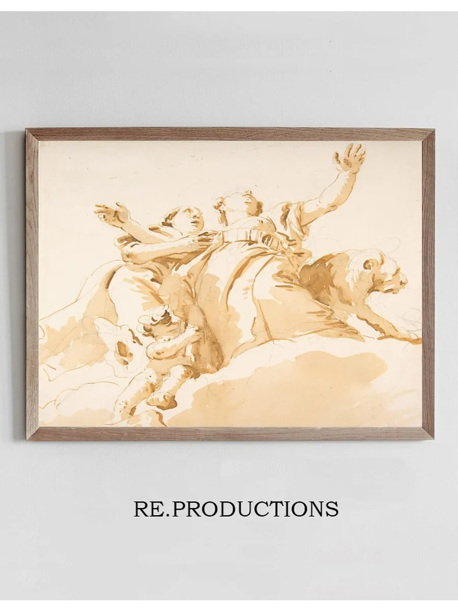 Two Women, a Lion, and a Putto on Clouds