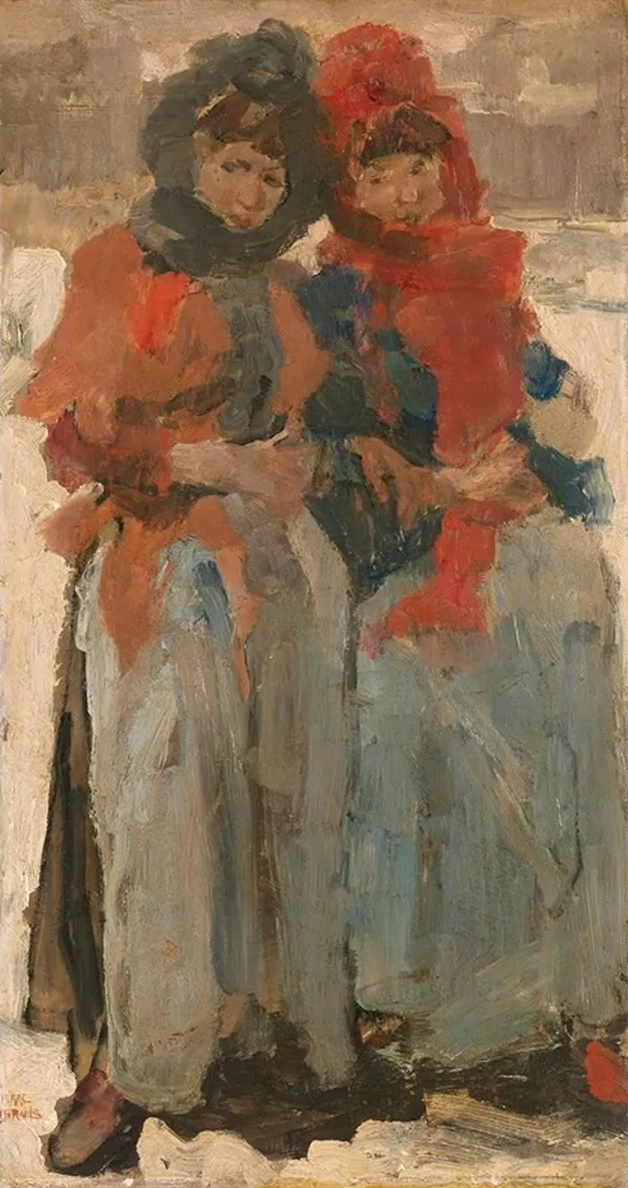 Two Young Women in the Snow