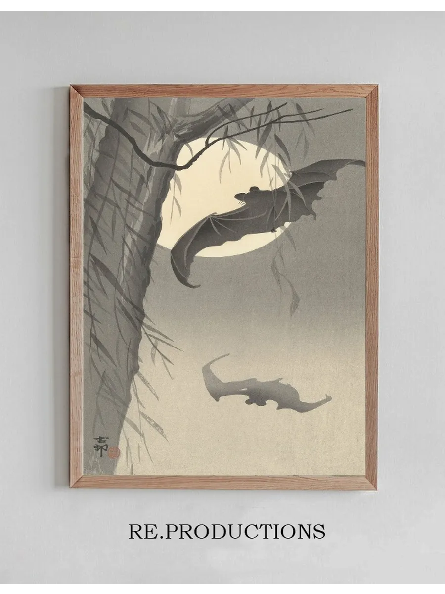 Two Bats at Full Moon