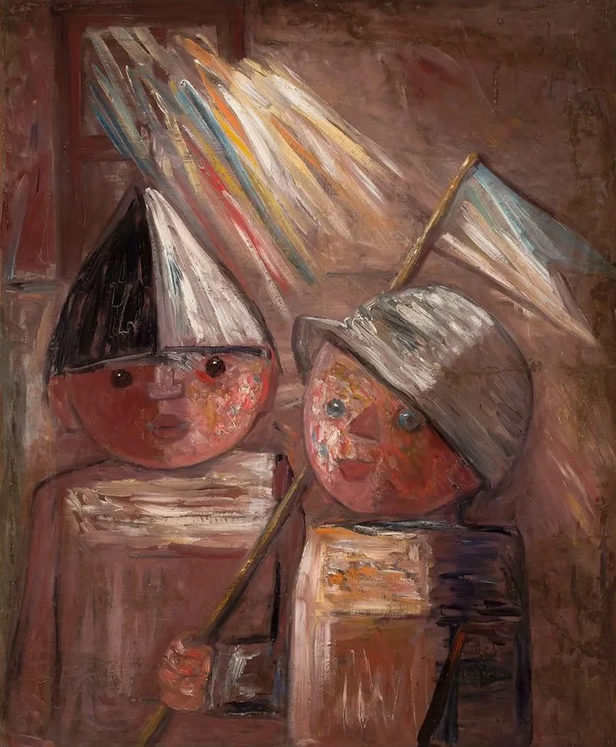 Two Children with a Flag
