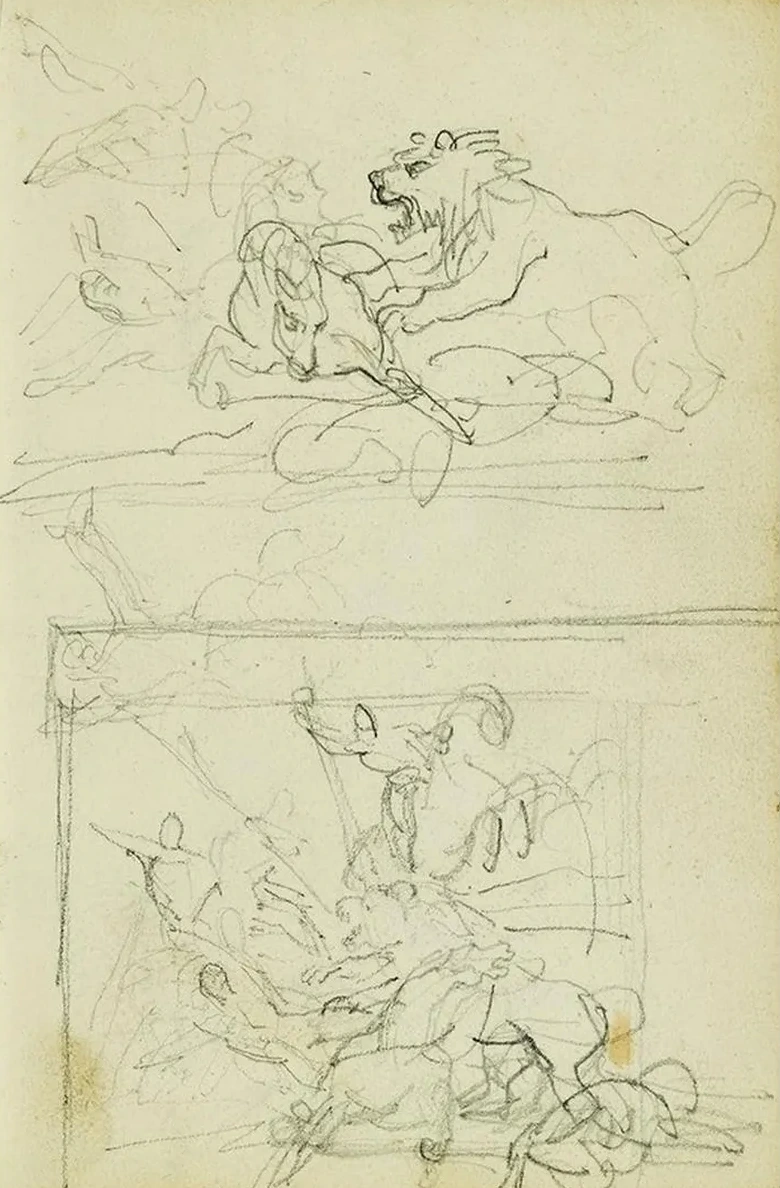 Two Compositional Studies of a Lion Hunt
