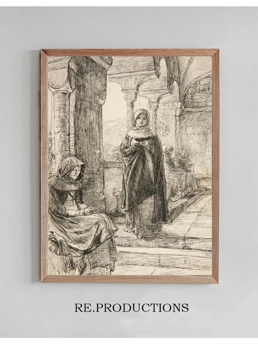 Two Female Figure in Cloister, from Thecloister