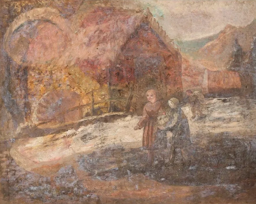 Two Little Girls Against the Background of a Landscape