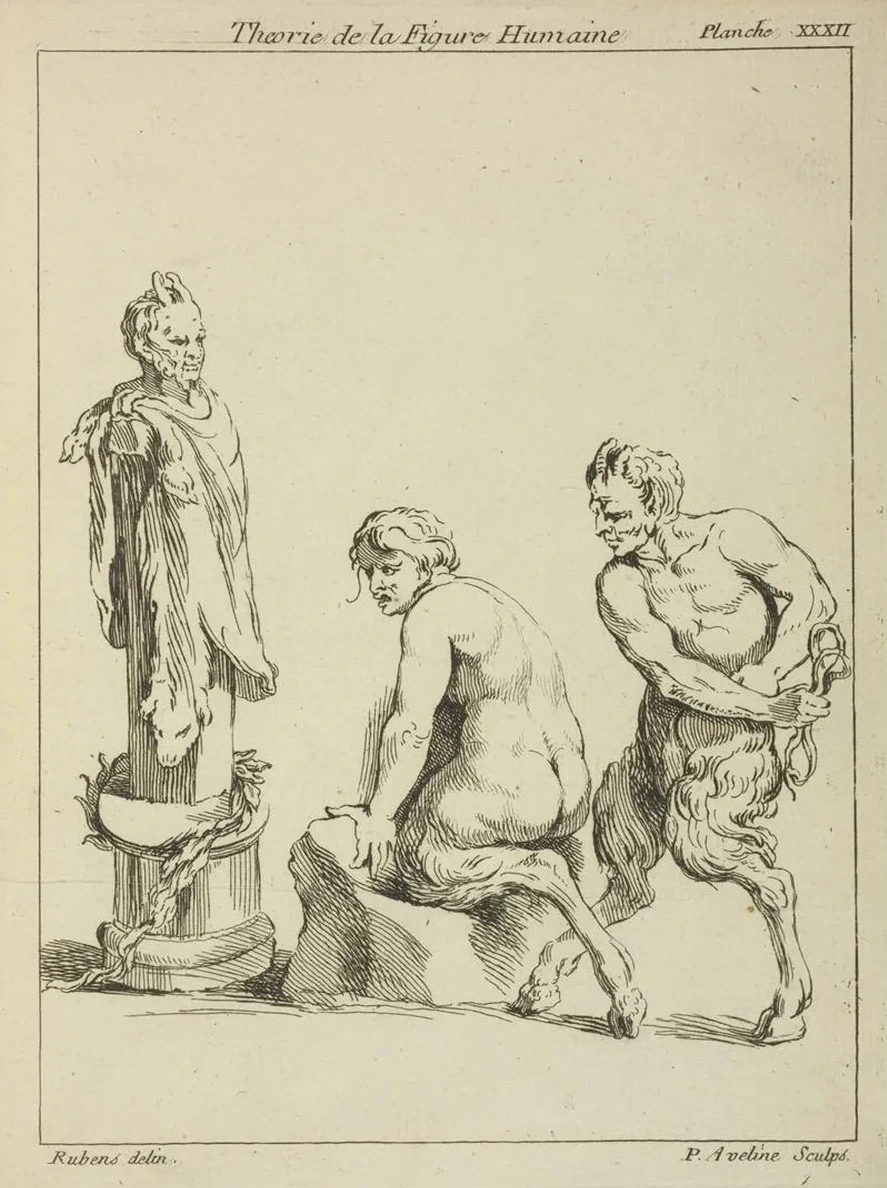 Two Satyrs, and the Head of a Satyr