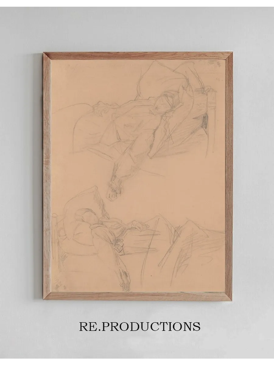 Two Sketches of Barbara Lying in Bed for the Painting Death of Barbara Radziwi