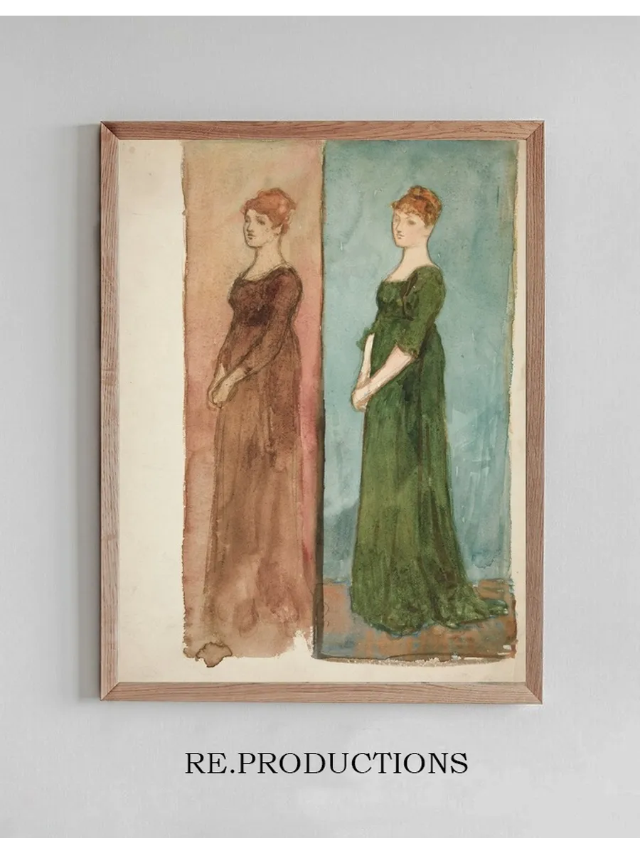 Two Sketches of a Woman Costume Studies for a Play