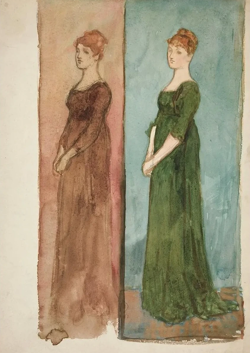 Two Sketches of a Woman Costume Studies for a Play