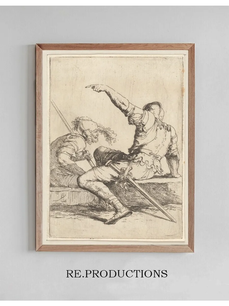 Two Soldiers Seated on a Rectangular Stone