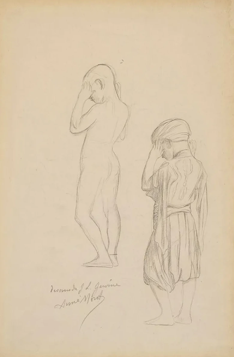 Two Studies of a Standing Boy Holding His Hands Up in Prayer