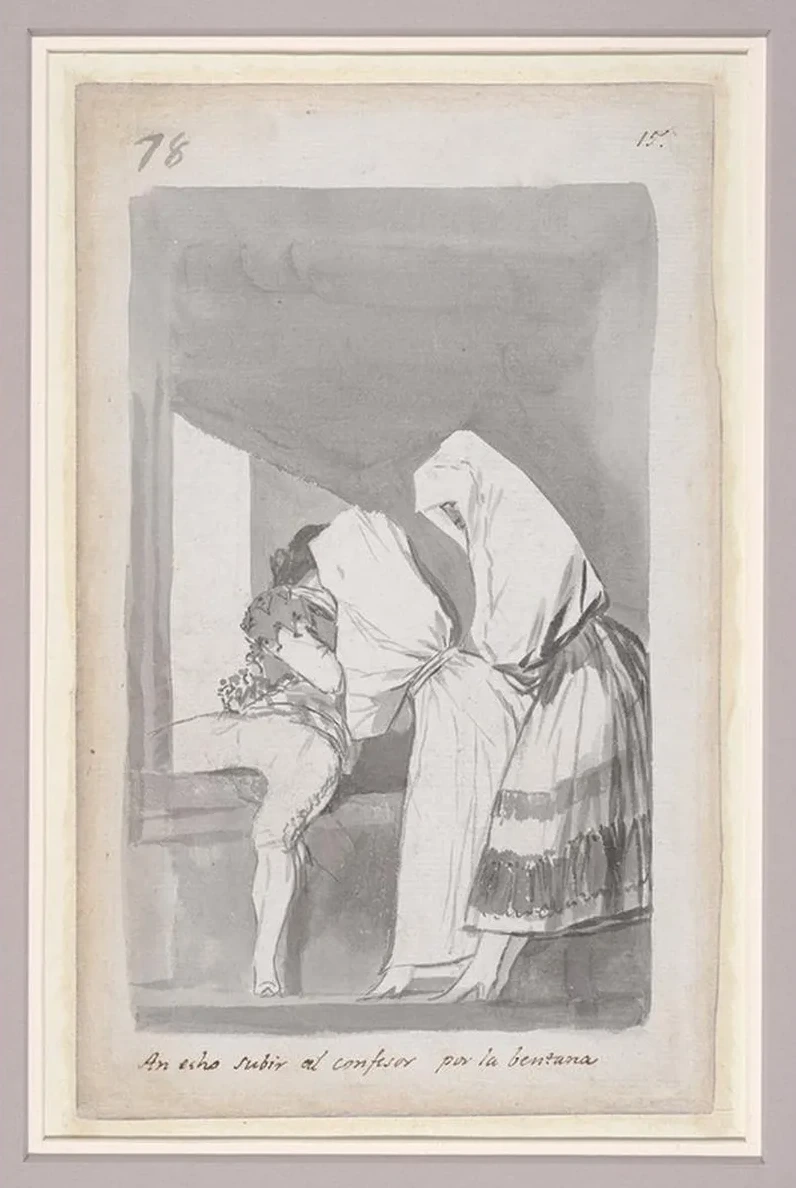 Two Women Helping a Confessor to Climb Through a Window