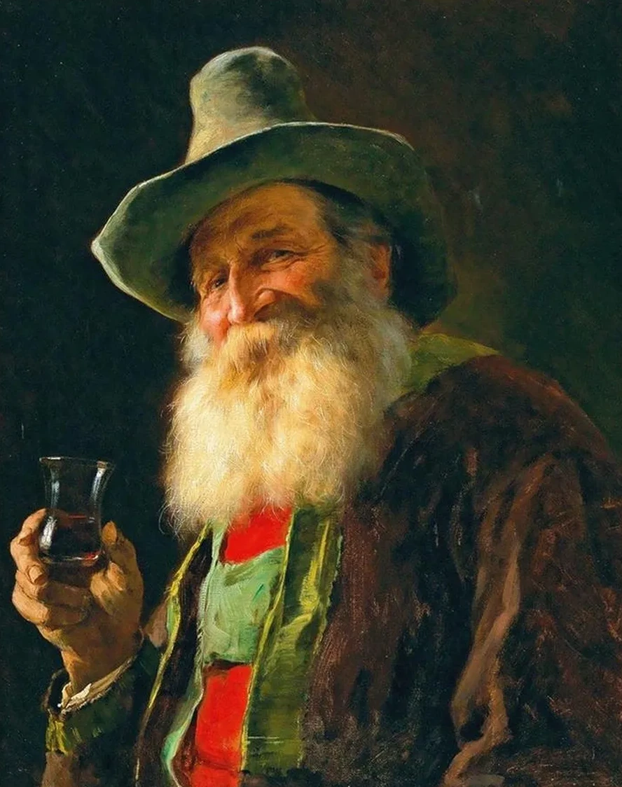 Tyrolean Farmer with Wine Glass