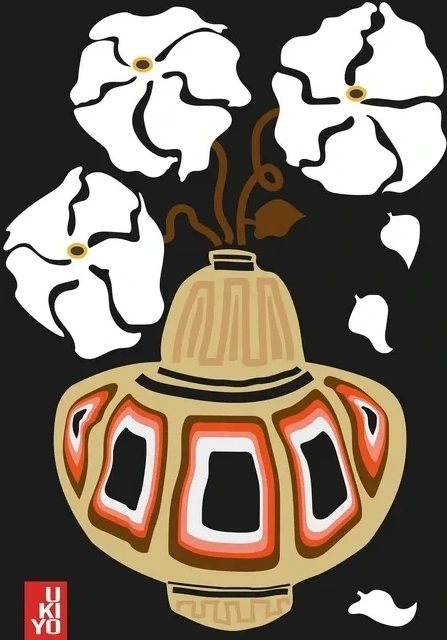 Ukiyo Vase Flower Black